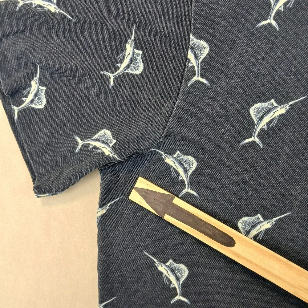 Vintage‎ Polo Ralph Lauren XL Mens Shirt 24x28 Pique Knit Marlin 90s FLAW